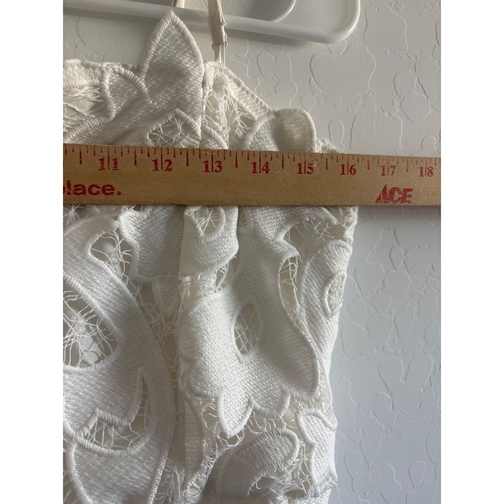 Bardot Lace Dress Cocktail Party Sleeveless White‎ Midi M - Picture 6 of 7